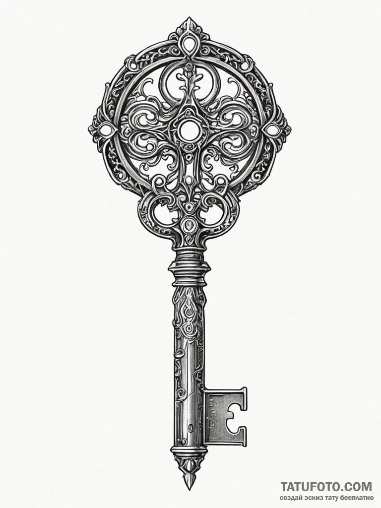 Tattoo sketch, data-forged key, an ornate, an... - эскиз тату (№1752515242_0, 14.07.2025 17:47) — Tatufoto.com