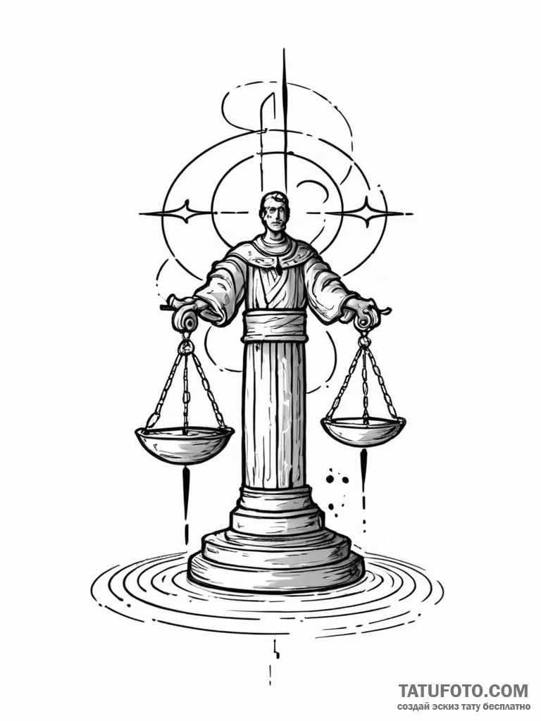 Tattoo sketch, judge's gavel, data impact, a... - эскиз тату (№1752515328_0, 14.07.2025 17:48) — Tatufoto.com