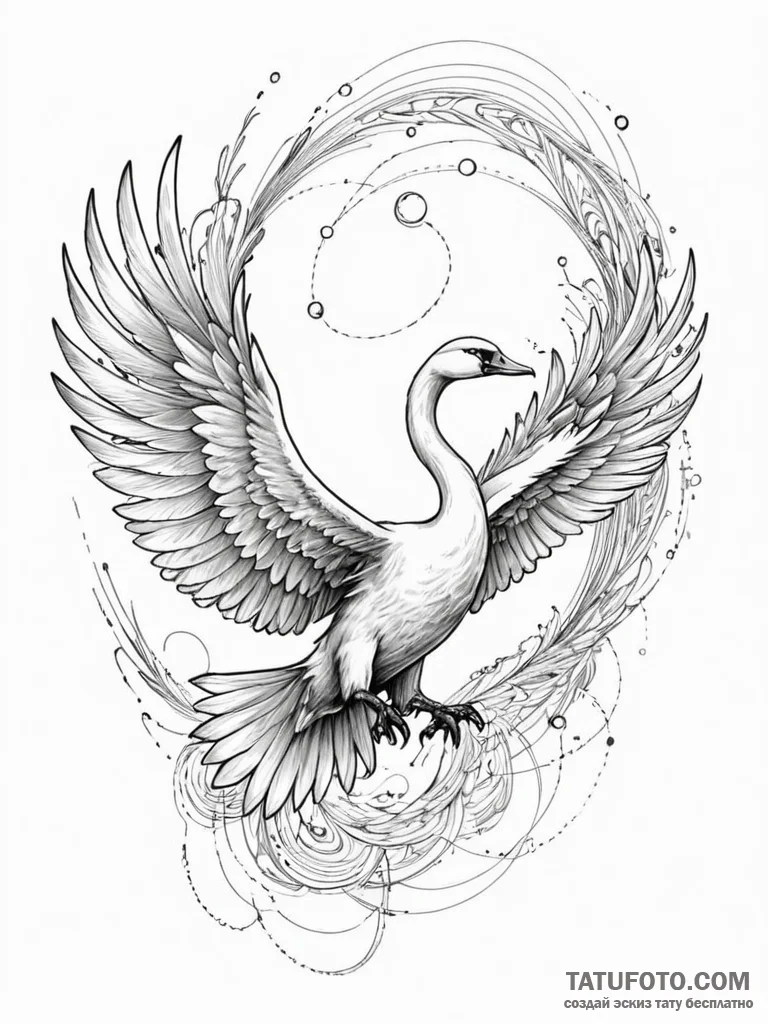 Tattoo sketch, winged wanderer, quantum feath... - эскиз тату (№1752515499_0, 14.07.2025 17:51) — Tatufoto.com