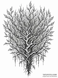 Tattoo sketch, nature's firewall, a dense, im... - эскиз тату (№1752515584_0, 14.07.2025 17:53) — Tatufoto.com
