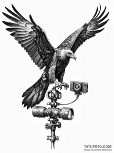 Tattoo sketch, vulture of vigilance, data vis... - эскиз тату (№1752516011_0, 14.07.2025 18:00) — Tatufoto.com