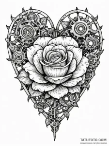 Tattoo sketch, mechanical heart, blooming lif... - эскиз тату (№1752516182_0, 14.07.2025 18:03) — Tatufoto.com