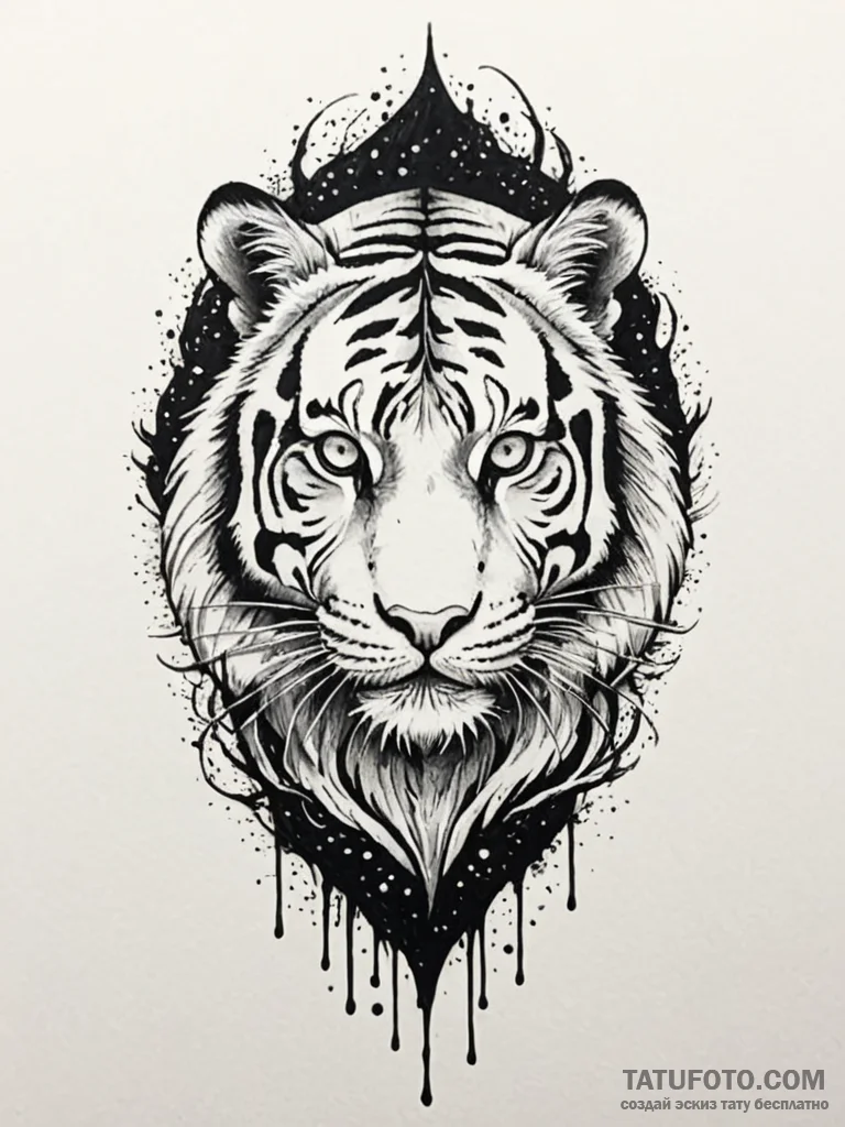 Tattoo sketch, twilight tiger, spectral strip... - эскиз тату (№1752516354_0, 14.07.2025 18:05) — Tatufoto.com