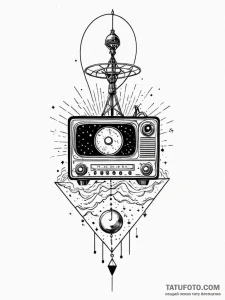 Tattoo sketch, first contact signal, an antiq... - эскиз тату (№1752516525_0, 14.07.2025 18:08) — Tatufoto.com