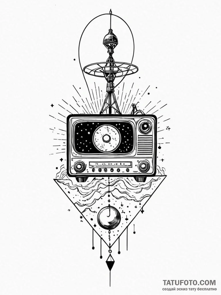 Tattoo sketch, first contact signal, an antiq... - эскиз тату (№1752516525_0, 14.07.2025 18:08) — Tatufoto.com