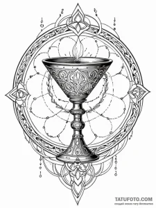 Tattoo sketch, chalice of knowledge: a mediev... - эскиз тату (№1752516953_0, 14.07.2025 18:15) — Tatufoto.com