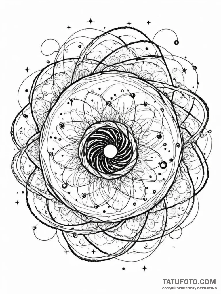 Tattoo sketch, yarn-spun galaxy, a swirling,... - эскиз тату (№1752517039_0, 14.07.2025 18:17) — Tatufoto.com