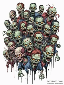 Tattoo sketch, zombie horde, digital glitch e... - эскиз тату (№1752517726_0, 14.07.2025 18:28) — Tatufoto.com