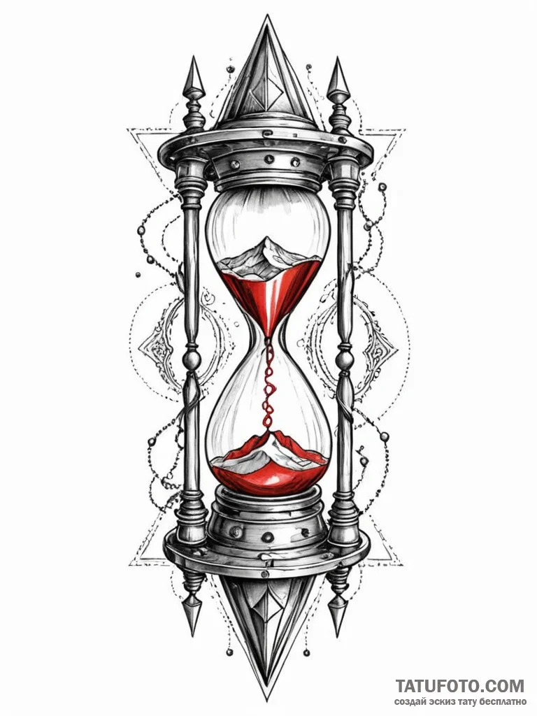 Glitching hourglass, sand teleporting from to... - эскиз тату (№1752517899_0, 14.07.2025 18:31) — Tatufoto.com
