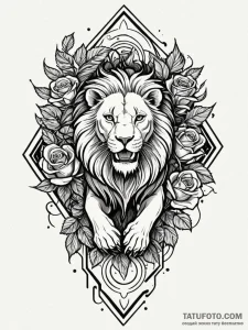 Astral lion leaping between dimensions, tatto... - эскиз тату (№1752518069_0, 14.07.2025 18:34) — Tatufoto.com