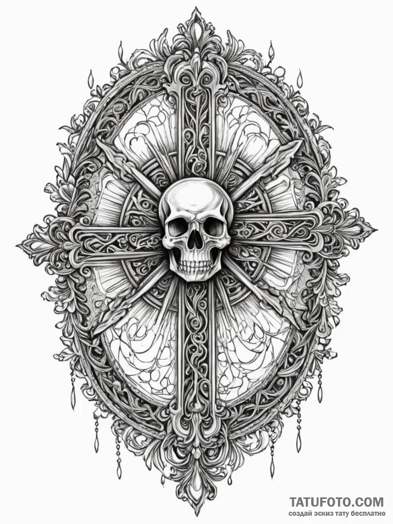 Fallen relic crowned with bone, concept art f... - эскиз тату (№1752518326_0, 14.07.2025 18:38) — Tatufoto.com