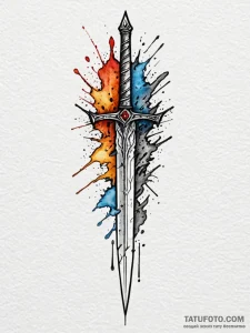 Dagger rising from shattered ground, tattoo d... - эскиз тату (№1752518664_0, 14.07.2025 18:44) — Tatufoto.com