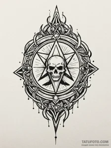 Necrotic sigil glowing faintly, tattoo flash... - эскиз тату (№1752518749_0, 14.07.2025 18:45) — Tatufoto.com