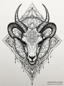 Goat skull, tattoo drawing outline, on a clea... - эскиз тату (№1752519009_0, 14.07.2025 18:50) — Tatufoto.com