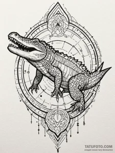 Crocodile with glowing hieroglyphs on its sca... - эскиз тату (№1752519268_0, 14.07.2025 18:54) — Tatufoto.com