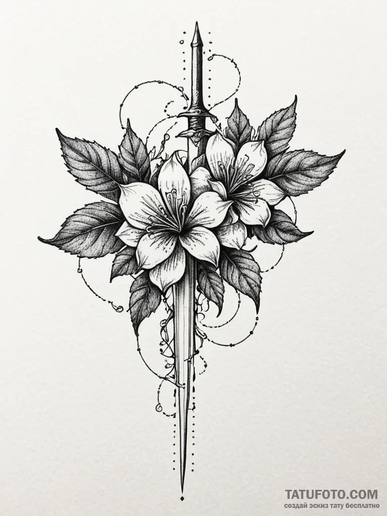 Blood vine strangling blade, artistic tattoo... - эскиз тату (№1752519354_0, 14.07.2025 18:55) — Tatufoto.com