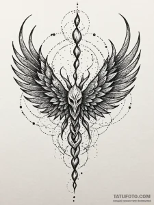 Lunar flames devouring wings, artistic tattoo... - эскиз тату (№1752519612_0, 14.07.2025 19:00) — Tatufoto.com