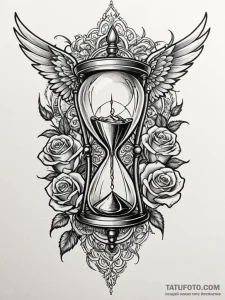 Winged hourglass, signifying time's flight, a... - эскиз тату (№1752520639_0, 14.07.2025 19:17) — Tatufoto.com