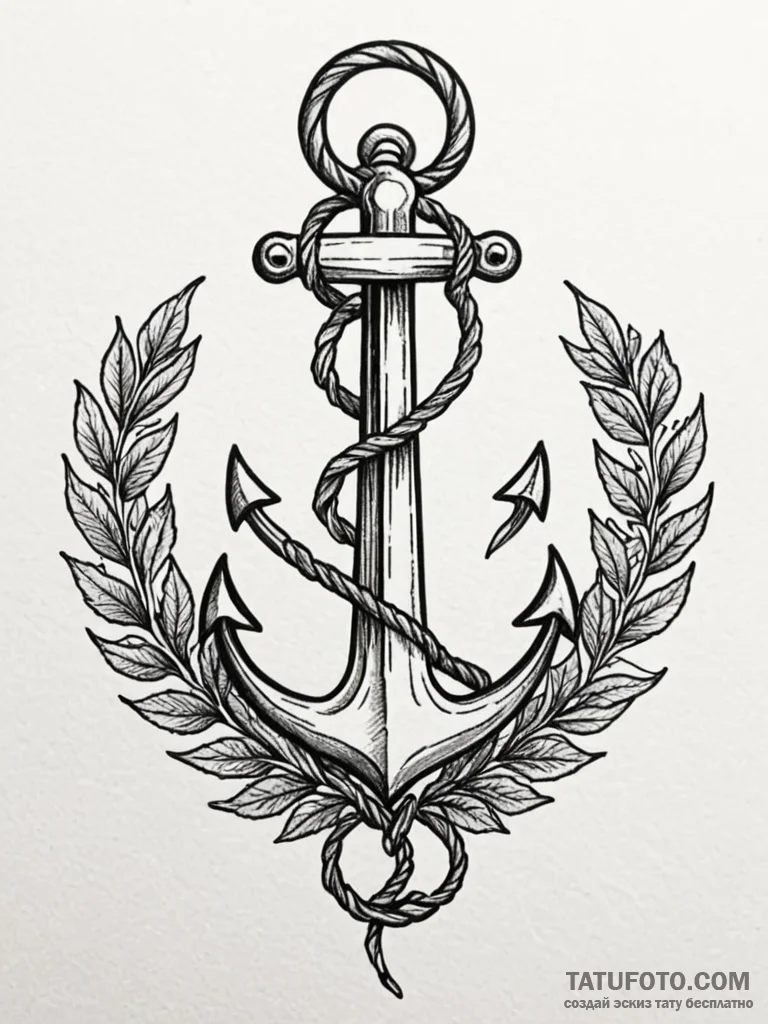 Anchor, steadfast and firm, entwined with a l… — эскиз тату (№1752521327_0, 14.07.2025 19:28) — Tatufoto.com