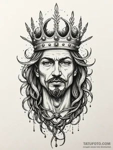 Feathered crown bound in roots, concept art f... - эскиз тату (№1752521413_0, 14.07.2025 19:30) — Tatufoto.com
