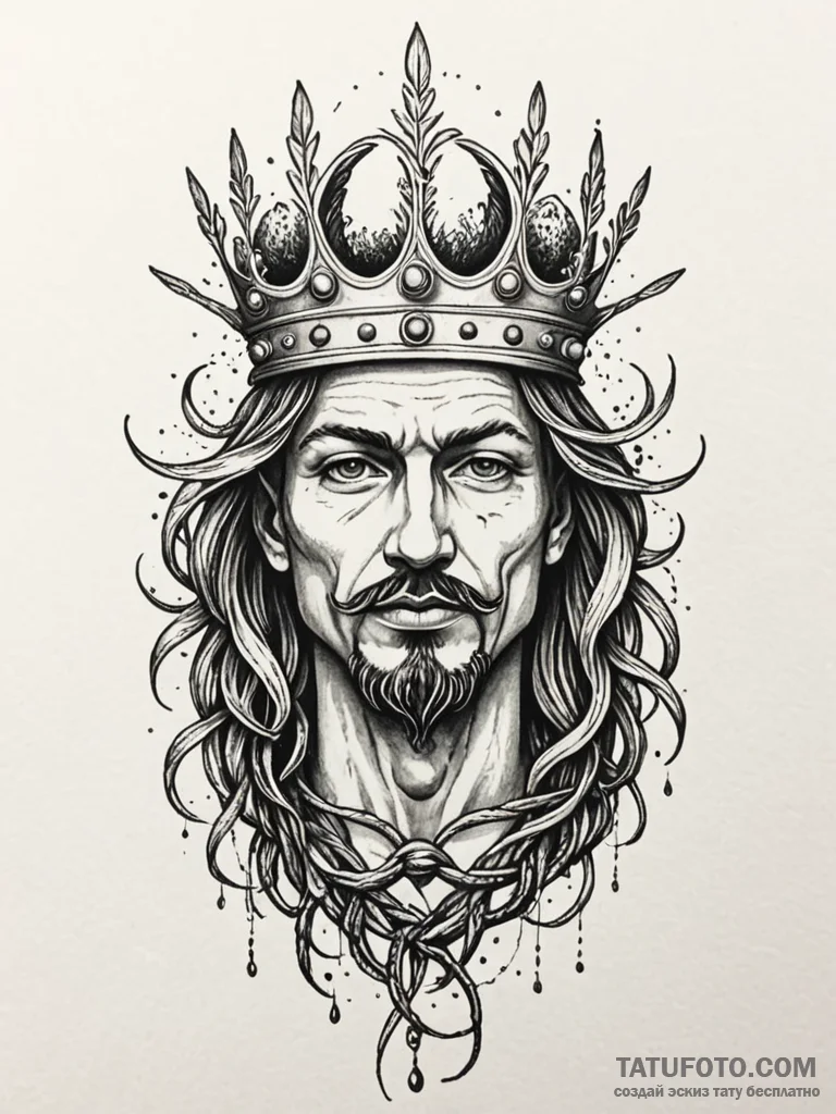 Feathered crown bound in roots, concept art f… — эскиз тату (№1752521413_0, 14.07.2025 19:30) — Tatufoto.com