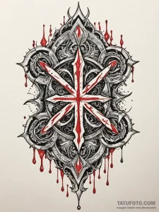 Blood runes bleeding from walls, artistic tat... - эскиз тату (№1752521498_0, 14.07.2025 19:31) — Tatufoto.com