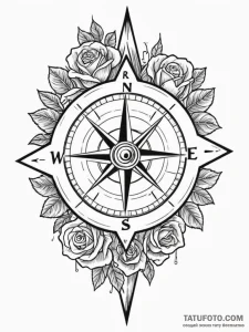 Arrow stuck in compass, ink illustration for... - эскиз тату (№1752521756_0, 14.07.2025 19:35) — Tatufoto.com