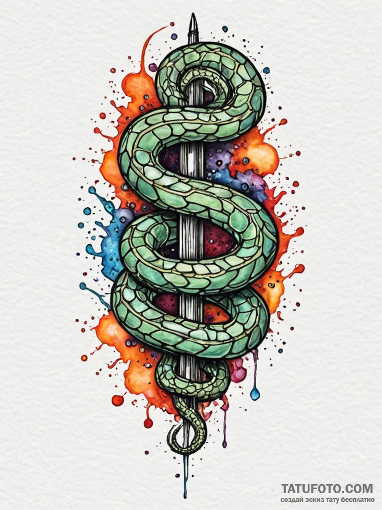 Apocalyptic serpent with fractured body, tatt... - эскиз тату (№1752522529_0, 14.07.2025 19:48) — Tatufoto.com