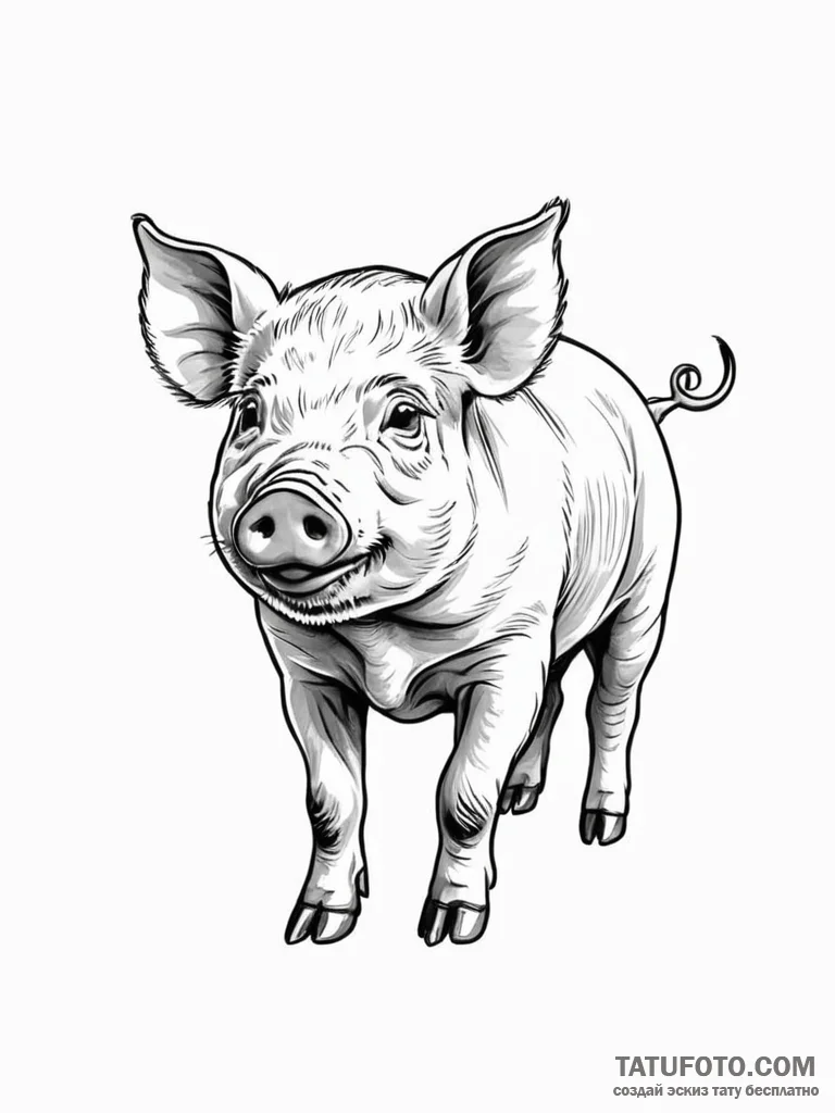 Pig — эскиз тату (№1752523250_0, 14.07.2025 20:00) — Tatufoto.com