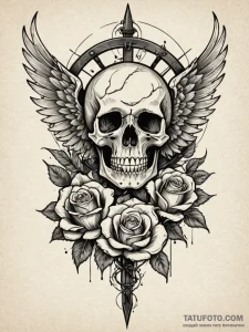 Chained wings broken and burned, concept art... - эскиз тату (№1752523592_0, 14.07.2025 20:06) — Tatufoto.com