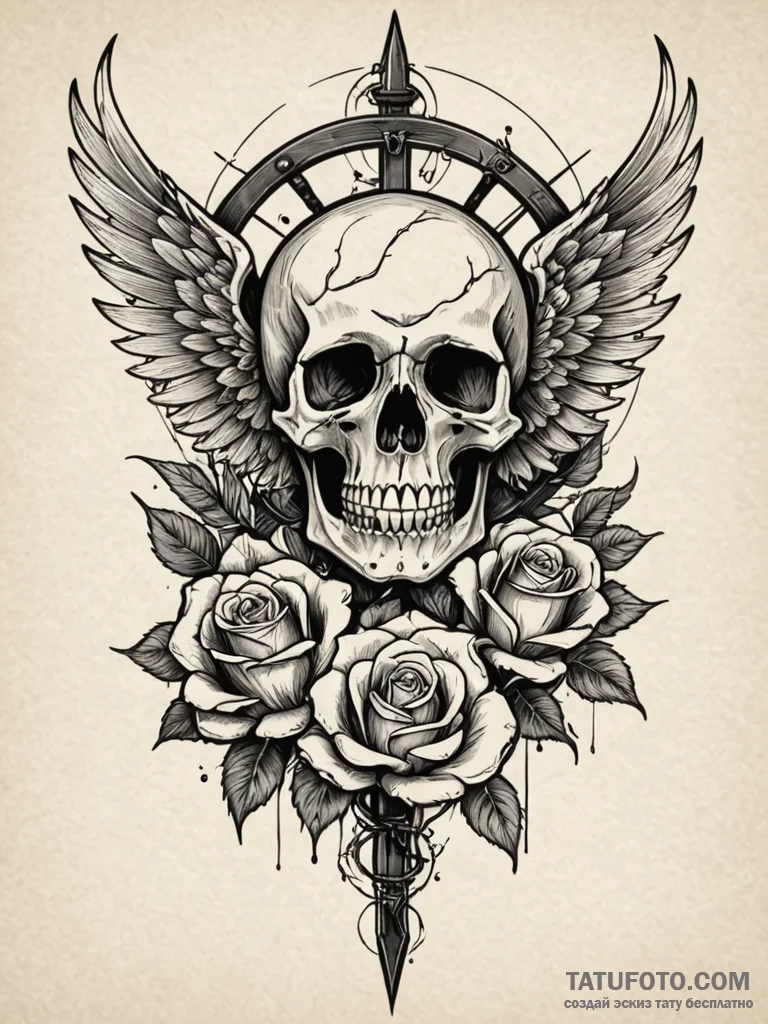 Chained wings broken and burned, concept art... - эскиз тату (№1752523592_0, 14.07.2025 20:06) — Tatufoto.com