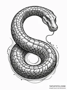 Titanoboa coiled around a mountain, artistic... - эскиз тату (№1752523678_0, 14.07.2025 20:07) — Tatufoto.com