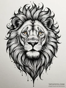 Lion with a mane of fire and smoke, tattoo dr... - эскиз тату (№1752523765_0, 14.07.2025 20:09) — Tatufoto.com