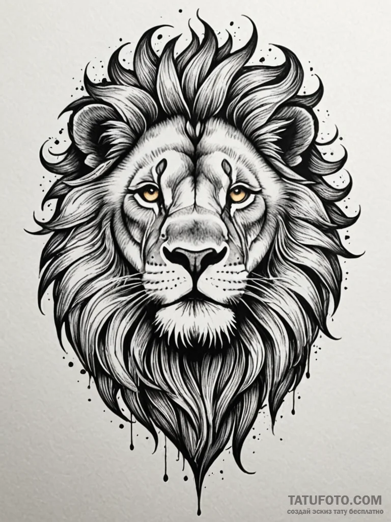 Lion with a mane of fire and smoke, tattoo dr... - эскиз тату (№1752523765_0, 14.07.2025 20:09) — Tatufoto.com