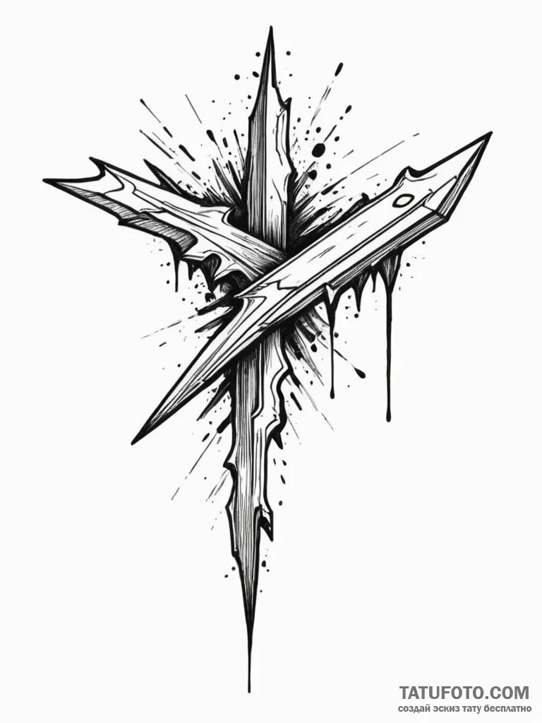 Razor fang beneath spectral rift, ink illustr... - эскиз тату (№1752523935_0, 14.07.2025 20:12) — Tatufoto.com