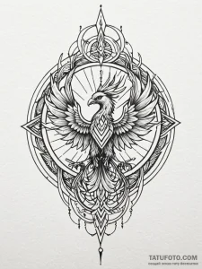 Phoenix rising from fractured crown, concept... - эскиз тату (№1752525223_0, 14.07.2025 20:33) — Tatufoto.com