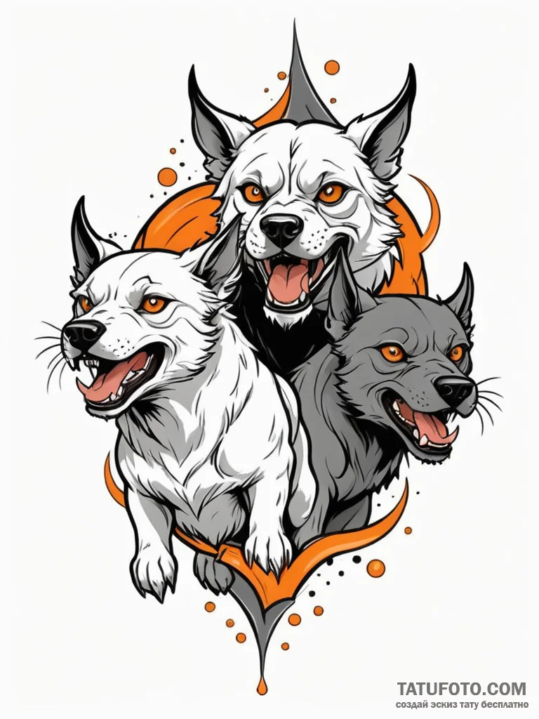 Cerberus, artistic tattoo sketch, new school... - эскиз тату (№1752525395_0, 14.07.2025 20:36) — Tatufoto.com