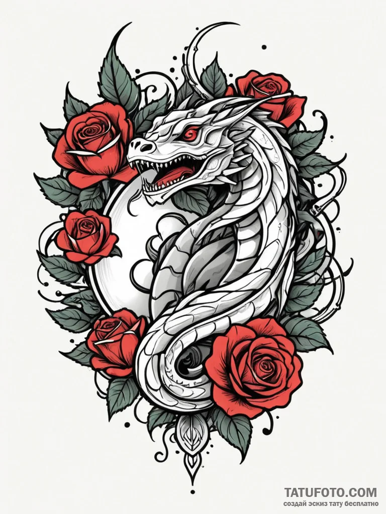 Basilisk, tattoo drawing outline, vibrant col... - эскиз тату (№1752525565_0, 14.07.2025 20:39) — Tatufoto.com