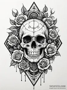 Arcane skull surrounded by glyphs, artistic t... - эскиз тату (№1752525907_0, 14.07.2025 20:45) — Tatufoto.com