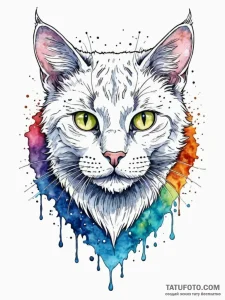 Cat familiar with spectral aura, tattoo line... - эскиз тату (№1752526078_0, 14.07.2025 20:47) — Tatufoto.com