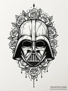 Darth vader's helmet, cracked to reveal a gli... - эскиз тату (№1752526926_0, 14.07.2025 21:02) — Tatufoto.com