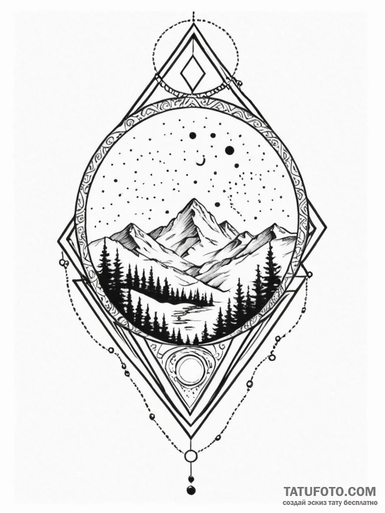 Frosted mirror reflecting void, tattoo drawin... - эскиз тату (№1752527099_0, 14.07.2025 21:04) — Tatufoto.com