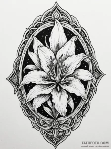 Burning lilies on gravestone, concept art for... - эскиз тату (№1752527185_0, 14.07.2025 21:06) — Tatufoto.com