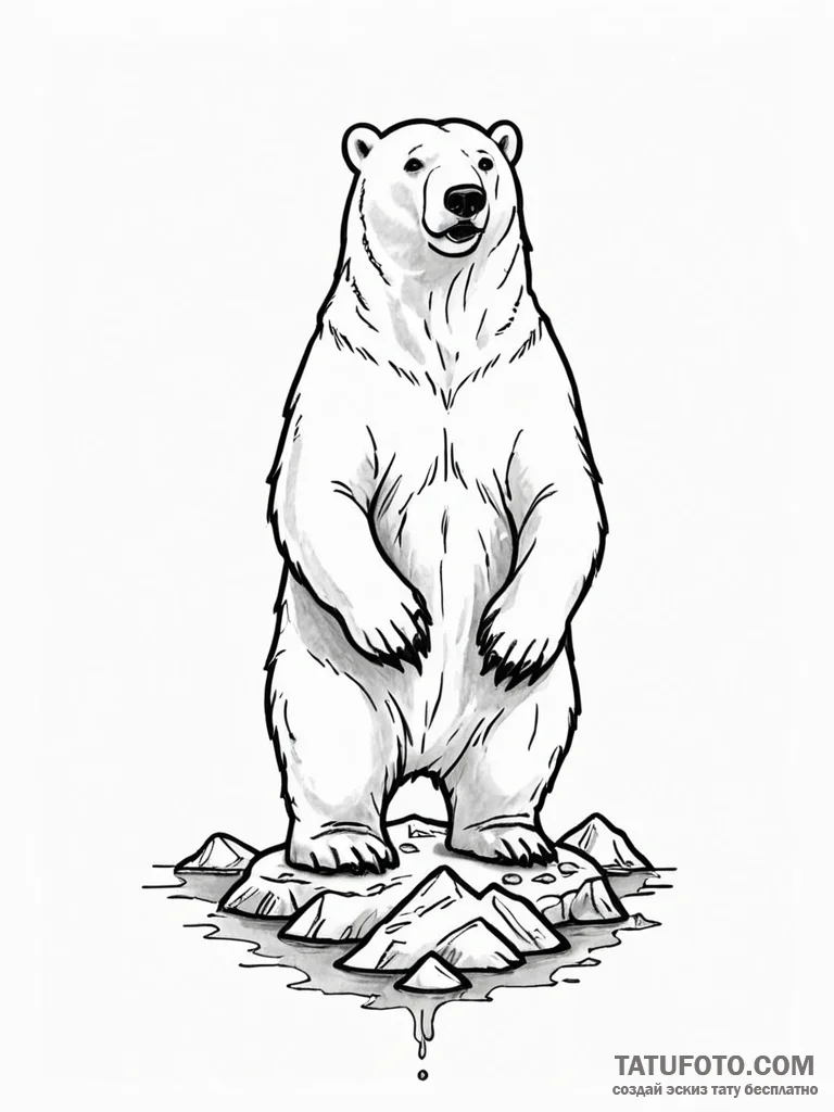 Polar bear standing on the last piece of ice,... - эскиз тату (№1752527271_0, 14.07.2025 21:07) — Tatufoto.com