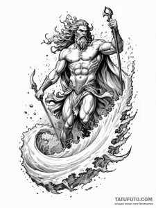 Poseidon, wrathful, commanding a tsunami, art... - эскиз тату (№1752527699_0, 14.07.2025 21:14) — Tatufoto.com