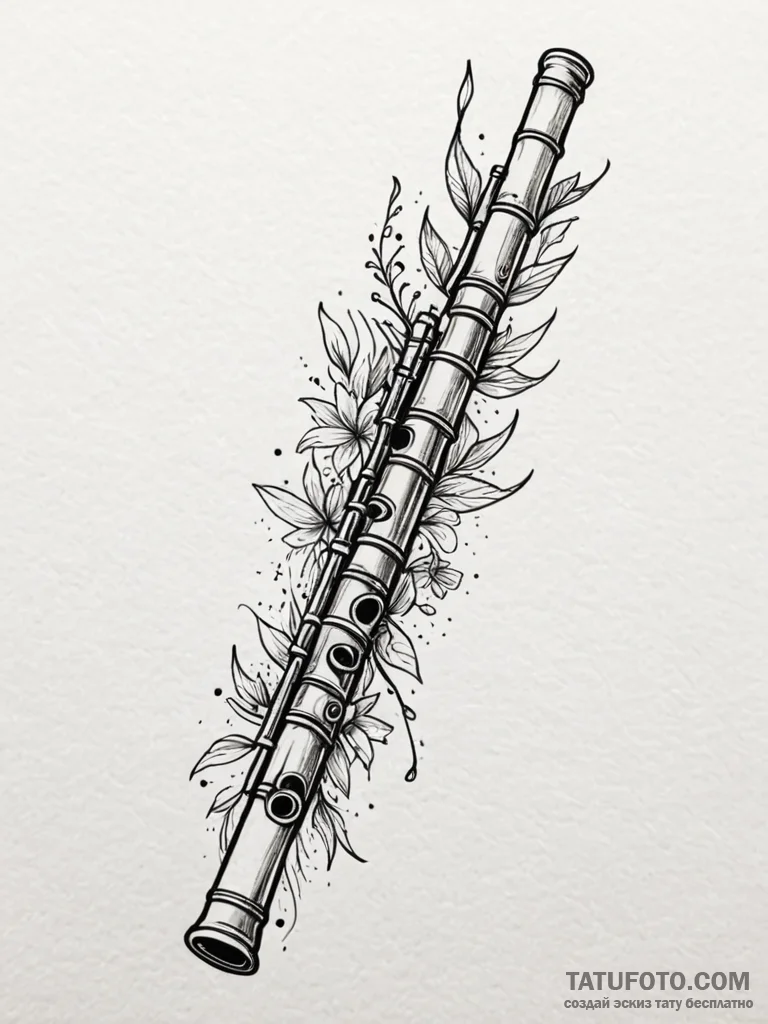 A detailed bamboo flute, musical,, tattoo fla… — эскиз тату (№1752527784_0, 14.07.2025 21:16) — Tatufoto.com