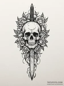 Kitchen knife with thorned handle, concept ar... - эскиз тату (№1752528640_0, 14.07.2025 21:30) — Tatufoto.com