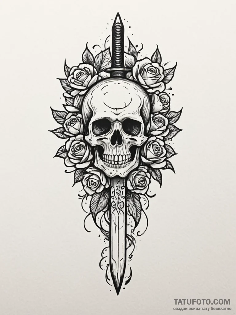 Kitchen knife with thorned handle, concept ar… — эскиз тату (№1752528640_0, 14.07.2025 21:30) — Tatufoto.com