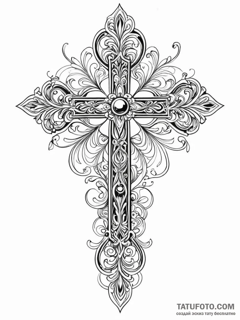 Inverted cross, tattoo line art, fine lines,... - эскиз тату (№1752529235_0, 14.07.2025 21:40) — Tatufoto.com