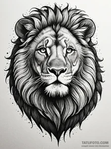 Lion, mature and regal, at rest but aware, in... - эскиз тату (№1752529320_0, 14.07.2025 21:42) — Tatufoto.com